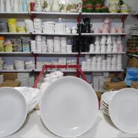 ظرف بشقاب پلو خورشت پیش دستی چینی طوسی زرد