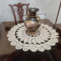 رومیزی و عسلی و کاور کوسن دست بافت رافیا