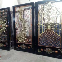 درب آهنی فرفوروژه سنگین وزن ورودی رنگ شده|مصالح و تجهیزات ساختمان|تکاب, |دیوار