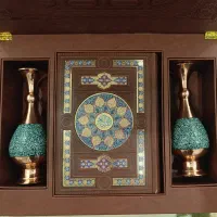 ست قرآن وزیری با 2 گلدان فیروزه
