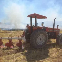 انجام کار کشاورزی با تراکتور(شخم)