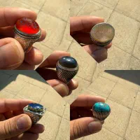 5 عدد انگشتر با سنگ های طبیعی و رکاب دستساز