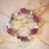 دستبند مروارید سفید و کریستال