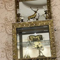 آینه و کنسول و دو عدد شمعدانی و میز تلفن ست