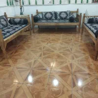 شش عدد تخت چوبی رستوران سنتی با شاه نشین پنج تیکه