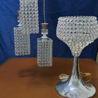 لوستر سه شعله آویز و آباژور رومیزی