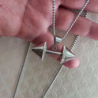 فروش گردنبند دمبل استیل رنگ ثابت