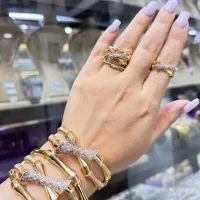 النگو دستبند نقره مدل استخوانی آبکاری طلا(طرح طلا|جواهرات|شیراز, بعثت|دیوار