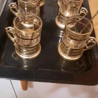 ۶ عدد استکان با قاشق چای خوری