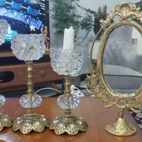 آیینه و شمعدان برنز