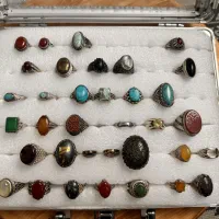 انگشتر نقره کلکسیونی فیروزه عقیق حدید