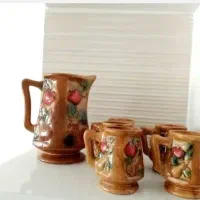 پارچ و 4عدد لیوان قدیمی دکوری