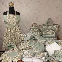 ست آشپزخانه عروس با پارچه کتان نخ ترک