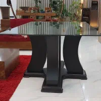 میز غذاخوری شیشه ای  با پایه چوب.|میز و صندلی غذاخوری|آمل, |دیوار