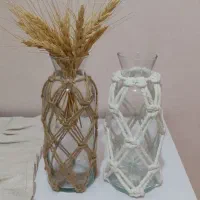 گلدان مکرومه کنفی کاردست کوسن رانر قالیچه حصیری