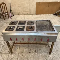 گاز شیش شعله صنعتی استیل همراه فر‌ و هود استیل
