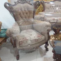 مبل سلطنتی ۷ نفره شاه نشین چوب گردو منبت کار دست|مبلمان خانگی و میز عسلی|قزوین, |دیوار