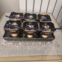 یک دست بستنی خوری طلا کوب اصل قدیمی