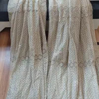 پرده گیپور عنکبوتی درجه یک نو و زیرپرده ساتن سنگین