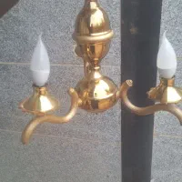 ۲ تا لوستر  ۳ شعله چشمه نور قدیمی.روکش آب طلا