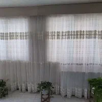 پرده حریر همراه با دکوری و چوب پرده