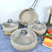 ست جهیزیه قابلمه گرانیت خمره ای ۷ تکه او ام اس ترک