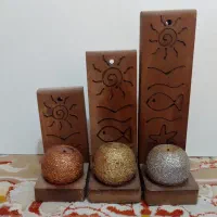 جاشمعی چوبی و حلقه گل