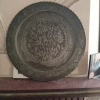 سینی مسی و برنجی قلمکاری شده سال 1358