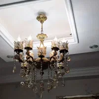 لوستر برنزی ۴ شاخه ۱۰ شعله همراه با ۱۰ عدد لامپLED