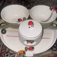 ست چایخوری نو و لحاف و شمعدان و قهوه خوری