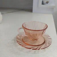 ظرف و فنجان نعلبکی فرانسوی صورتی|ظروف سرو و پذیرایی|قم, شاه احمد قاسم|دیوار