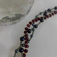 سینه ریز مروارید پرورشی سرمه ای وعقیق هندی|جواهرات|تهران, حکیمیه|دیوار