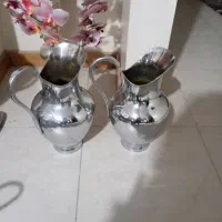 دو عدد پارچ قدیمی نوستالژی جنس مفرغ با روکش استیل