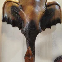 سردیس فیل چوبی|کلکسیون اشیاء عتیقه|شیراز, شهرک جماران|دیوار