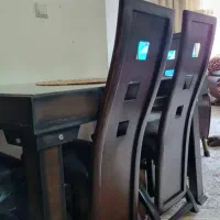 میز نهار خوری چهارنفره چوب|میز و صندلی غذاخوری|کیش, |دیوار