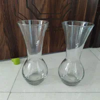 یک جفت گلدان بلور تمیز وسالم