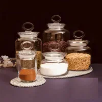 بانکه شیشه ای ادویه و حبوبات|ظروف نگهدارنده، پلاستیکی، یکبارمصرف|مشهد, زمرد|دیوار