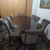 یک ست مبلمان چوبی مخملباف ومیز غذا خوری هشت نفره