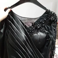 لباس مجلسی مشکی ساتن ترک