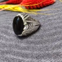 انگشتر نقره عقیق جزء مشکی