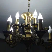 لوستر برنز سنگین ملکه ۵ شاخه با ۱۰ لامپ