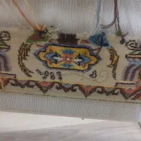 تابلو فرش دستبافت ابریشم روی دار نصفه بافته شده