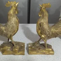 دو عدد مجسمه خروس برنزی خارجی|کلکسیون اشیاء عتیقه|تبریز, |دیوار