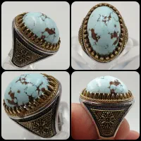 انگشتر فیروزه اصل نیشابور طبیعی کلکسیونی