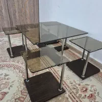 میز عسلی شیشه ای با ۴ عسلی کوچیک