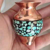 گلدان نقلی مس و فیروزه|صنایع دستی و سایر لوازم تزئینی|اصفهان, چرخاب|دیوار