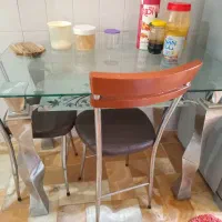 میز  شیشه ایی پایه استیل با صندلی فردوس غربی
