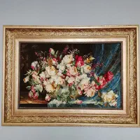 تابلو فرش گل پرده دار