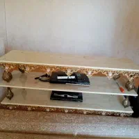 میز تلویزیون برنز طلایی سفید بوفه طلایی نیم داره