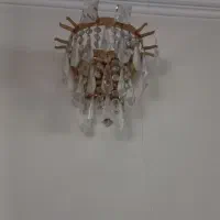 یک جفت لوستر چوبی با حباب و دیوارکوب کریستالی|لوستر و چراغ آویز|مشهد, هفت تیر (حافظ)|دیوار